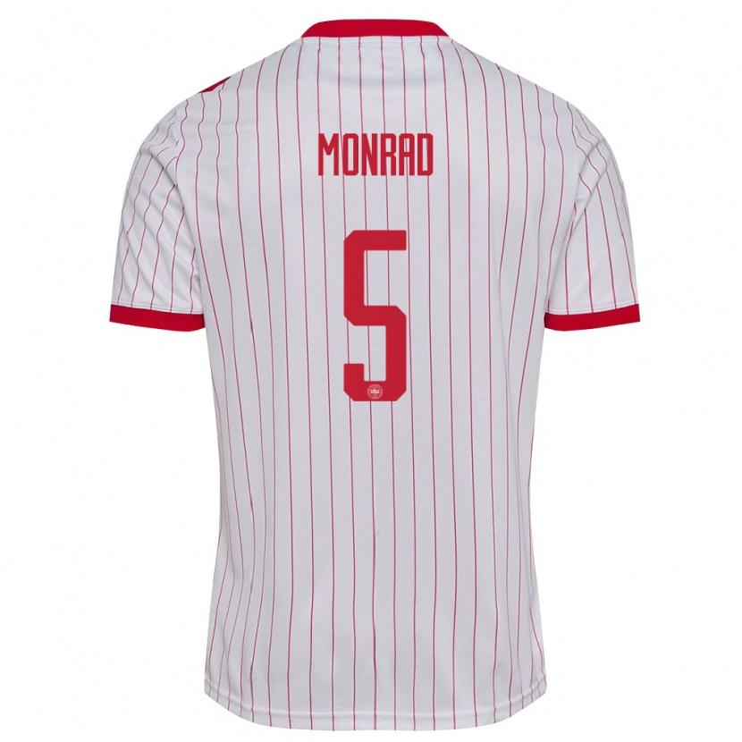 Danxen Dětské Dánsko Emil Monrad #5 Bílá Červená Daleko Hráčské Dresy 26-28 Dres