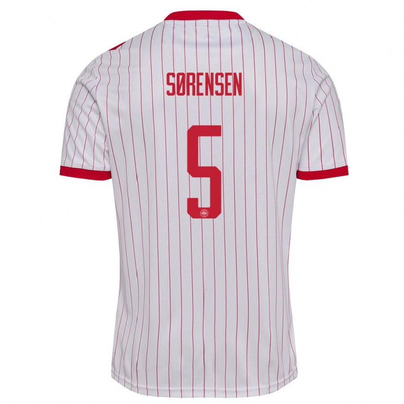 Danxen Dětské Dánsko Simone Boye Sorensen #5 Bílá Červená Daleko Hráčské Dresy 26-28 Dres
