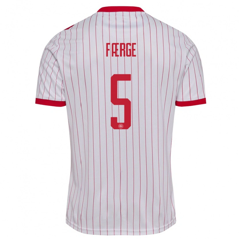Danxen Dětské Dánsko Emma Farge #5 Bílá Červená Daleko Hráčské Dresy 26-28 Dres