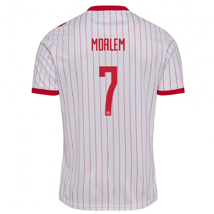 Danxen Dětské Dánsko Jonathan Moalem #7 Bílá Červená Daleko Hráčské Dresy 26-28 Dres