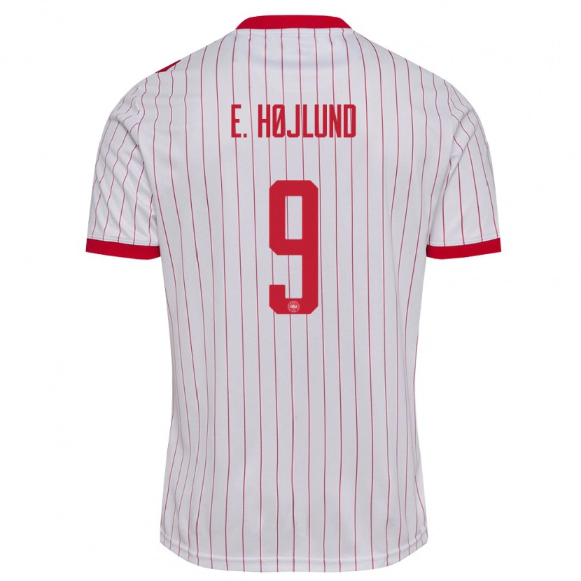 Danxen Dětské Dánsko Emil Højlund #9 Bílá Červená Daleko Hráčské Dresy 26-28 Dres