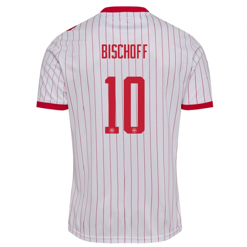 Danxen Dětské Dánsko Clement Bischoff #10 Bílá Červená Daleko Hráčské Dresy 26-28 Dres