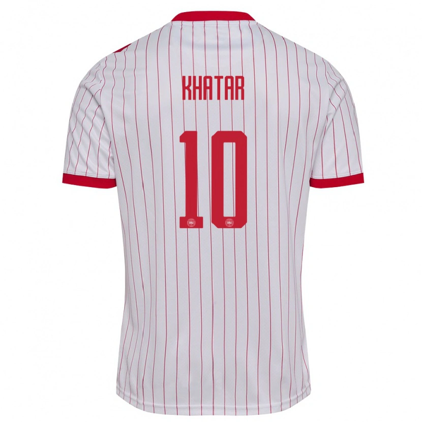 Danxen Dětské Dánsko Omran Khatar #10 Bílá Červená Daleko Hráčské Dresy 26-28 Dres