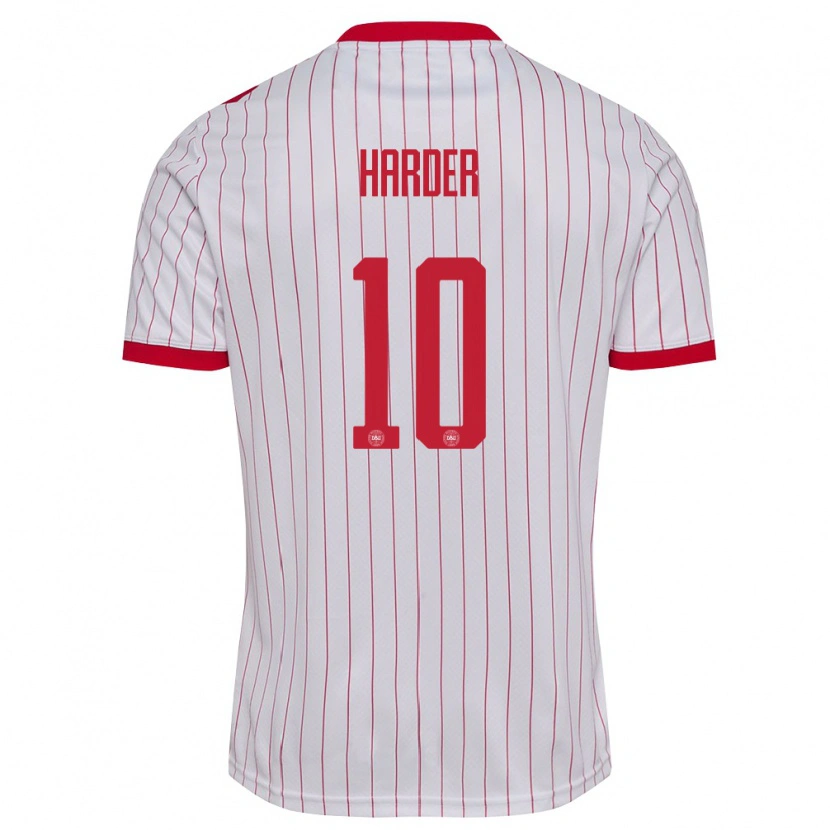 Danxen Dětské Dánsko Pernille Harder #10 Bílá Červená Daleko Hráčské Dresy 26-28 Dres