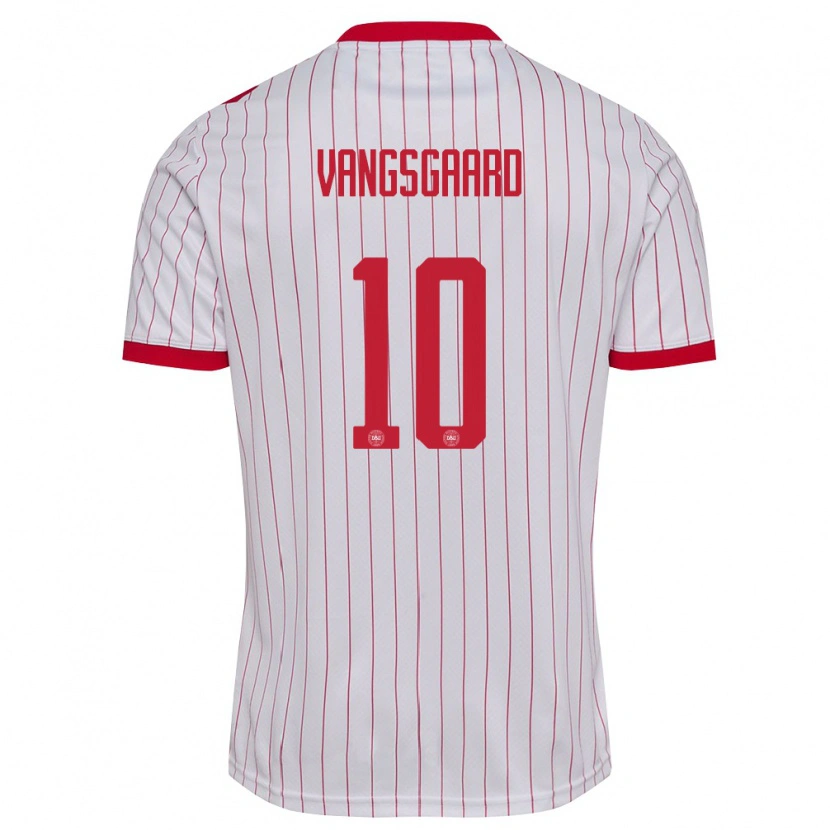 Danxen Dětské Dánsko Amalie Vangsgaard #10 Bílá Červená Daleko Hráčské Dresy 26-28 Dres
