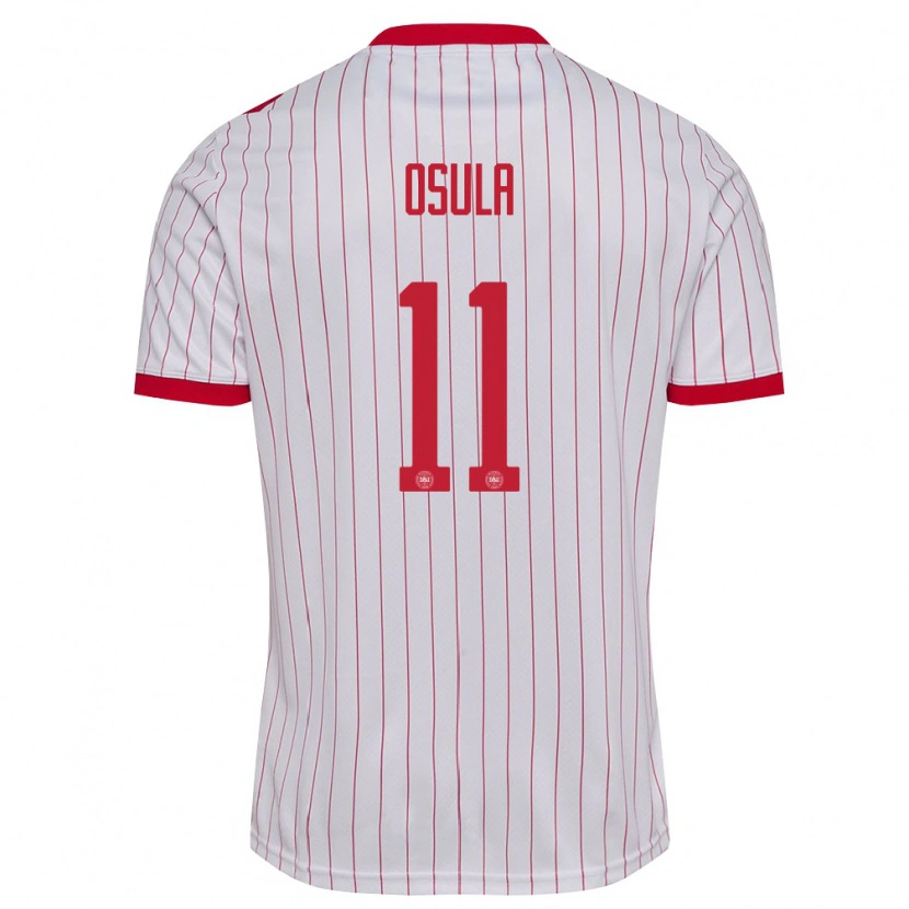 Danxen Dětské Dánsko William Osula #11 Bílá Červená Daleko Hráčské Dresy 26-28 Dres