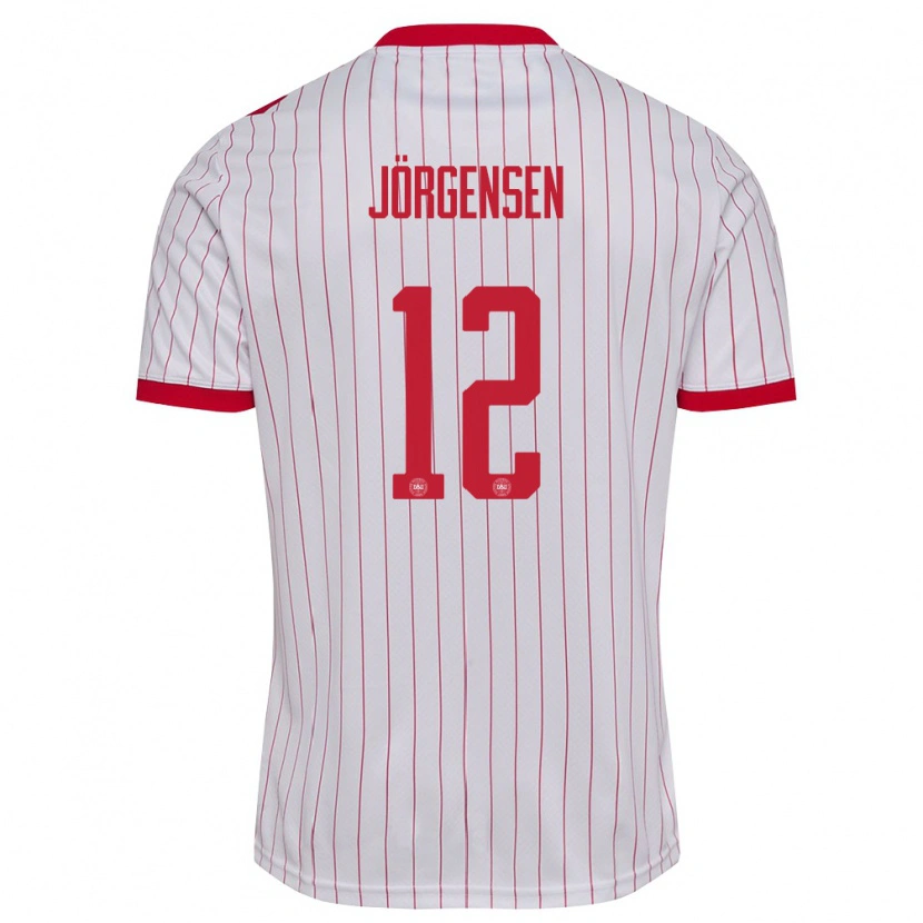 Danxen Dětské Dánsko Thomas Jørgensen #12 Bílá Červená Daleko Hráčské Dresy 26-28 Dres