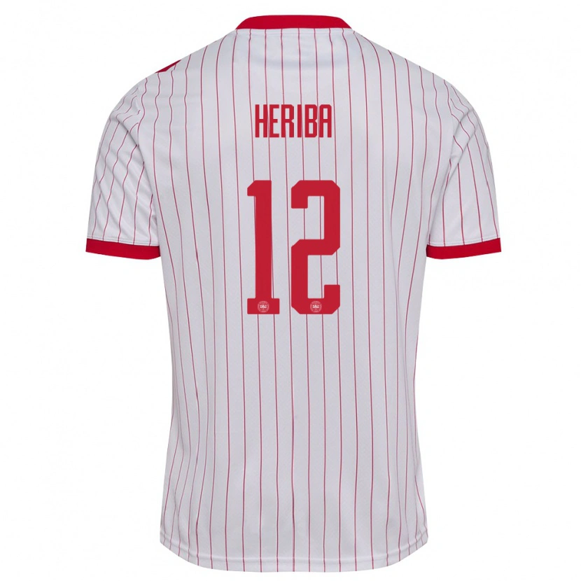Danxen Dětské Dánsko Louie Heriba #12 Bílá Červená Daleko Hráčské Dresy 26-28 Dres