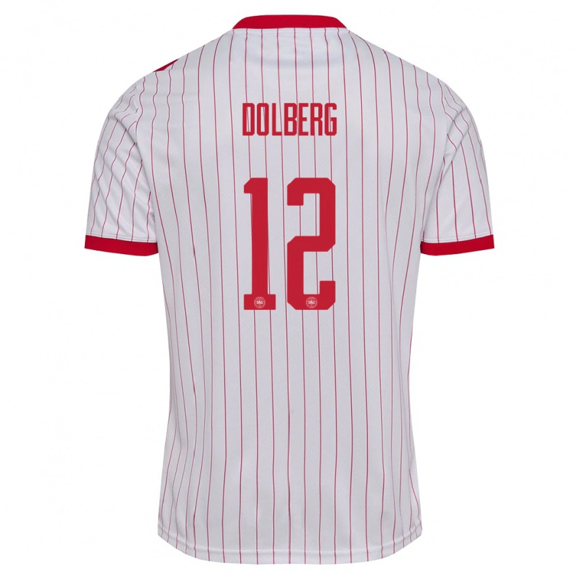 Danxen Dětské Dánsko Kasper Dolberg #12 Bílá Červená Daleko Hráčské Dresy 26-28 Dres