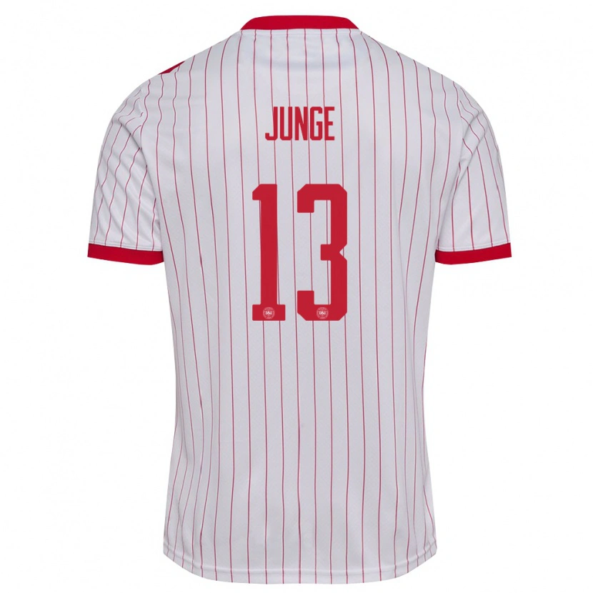 Danxen Dětské Dánsko Sofie Junge #13 Bílá Červená Daleko Hráčské Dresy 26-28 Dres