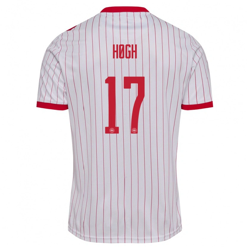 Danxen Dětské Dánsko Kasper Høgh #17 Bílá Červená Daleko Hráčské Dresy 26-28 Dres
