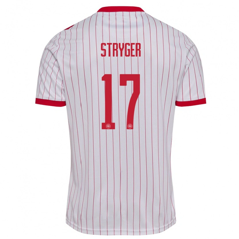 Danxen Dětské Dánsko Jens Stryger Larsen #17 Bílá Červená Daleko Hráčské Dresy 26-28 Dres