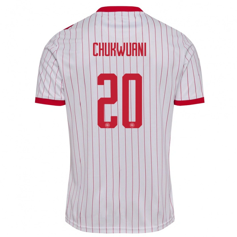 Danxen Dětské Dánsko Tochi Chukwuani #20 Bílá Červená Daleko Hráčské Dresy 26-28 Dres