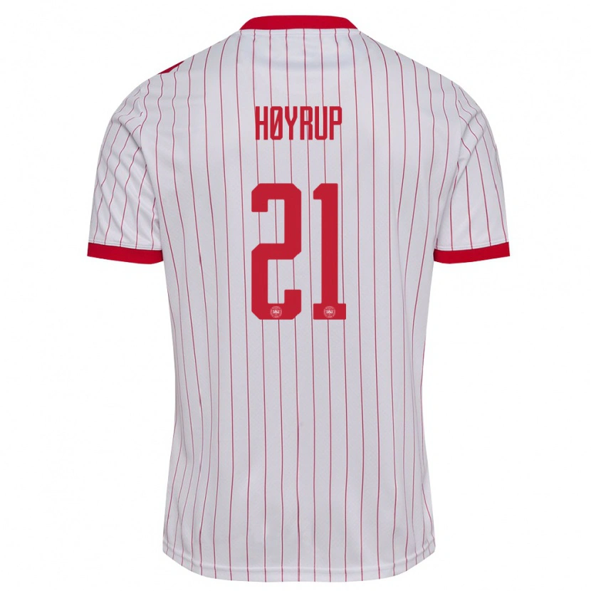Danxen Dětské Dánsko Hector Høyrup #21 Bílá Červená Daleko Hráčské Dresy 26-28 Dres