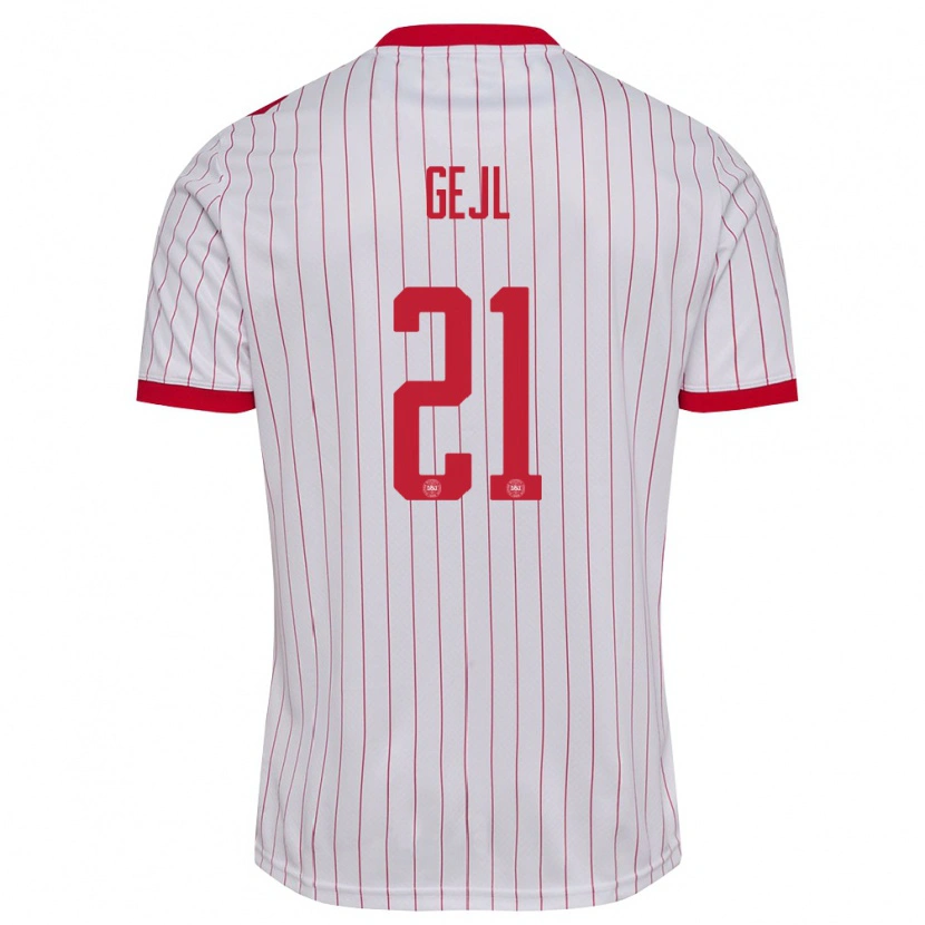 Danxen Dětské Dánsko Mille Gejl #21 Bílá Červená Daleko Hráčské Dresy 26-28 Dres