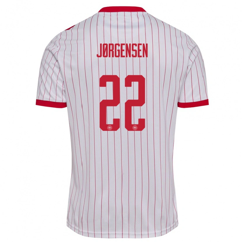 Danxen Dětské Dánsko Filip Jørgensen #22 Bílá Červená Daleko Hráčské Dresy 26-28 Dres