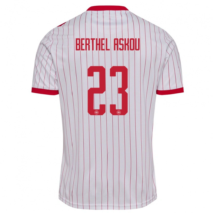 Danxen Dětské Dánsko Julius Berthel Askou #23 Bílá Červená Daleko Hráčské Dresy 26-28 Dres