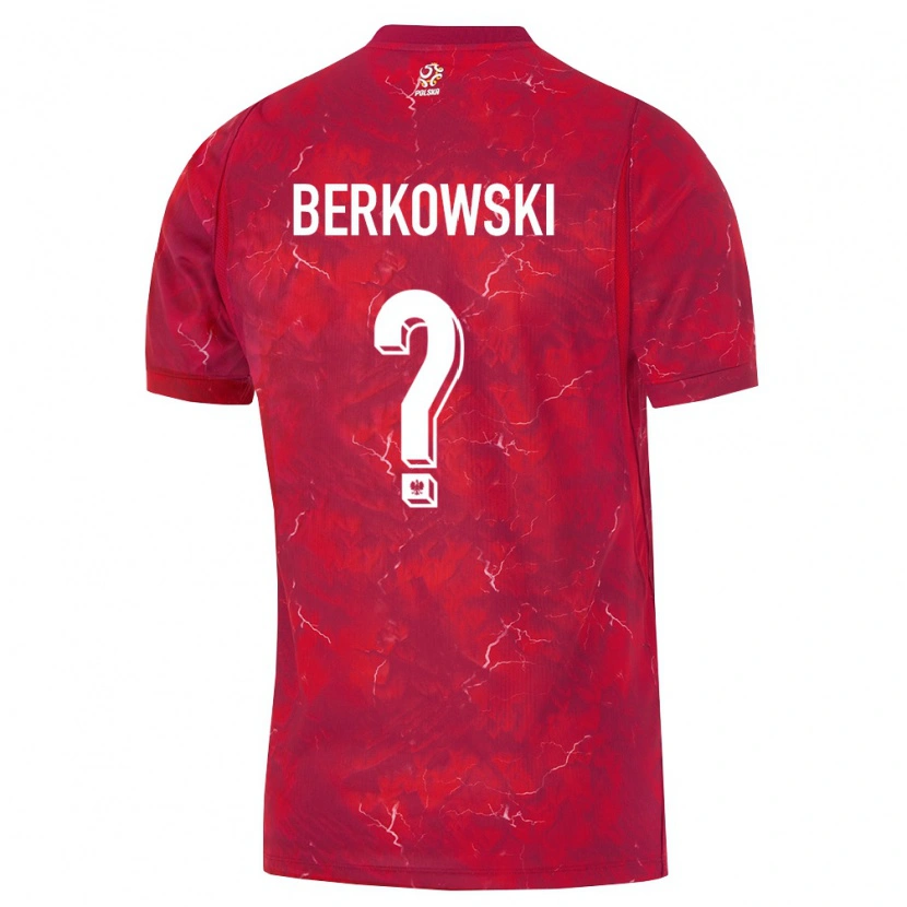 Danxen Dětské Polsko Kacper Berkowski #0 Červená Bílá Daleko Hráčské Dresy 26-28 Dres