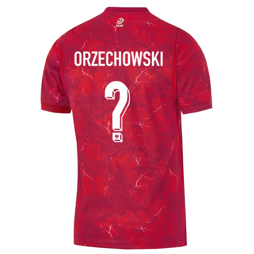 Danxen Dětské Polsko Wojciech Orzechowski #0 Červená Bílá Daleko Hráčské Dresy 26-28 Dres