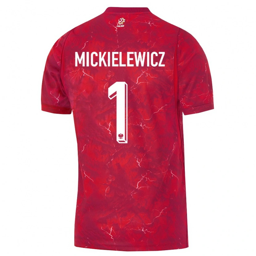 Danxen Dětské Polsko Aleksander Mickielewicz #1 Červená Bílá Daleko Hráčské Dresy 26-28 Dres
