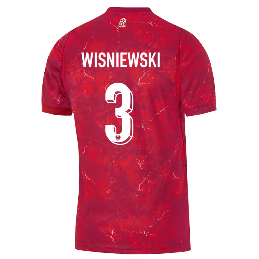 Danxen Dětské Polsko Przemysław Wiśniewski #3 Červená Bílá Daleko Hráčské Dresy 26-28 Dres