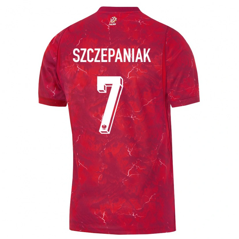 Danxen Dětské Polsko Mateusz Szczepaniak #7 Červená Bílá Daleko Hráčské Dresy 26-28 Dres