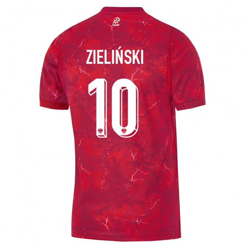 Danxen Dětské Polsko Piotr Zieliński #10 Červená Bílá Daleko Hráčské Dresy 26-28 Dres