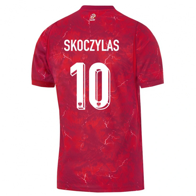 Danxen Dětské Polsko Mateusz Skoczylas #10 Červená Bílá Daleko Hráčské Dresy 26-28 Dres