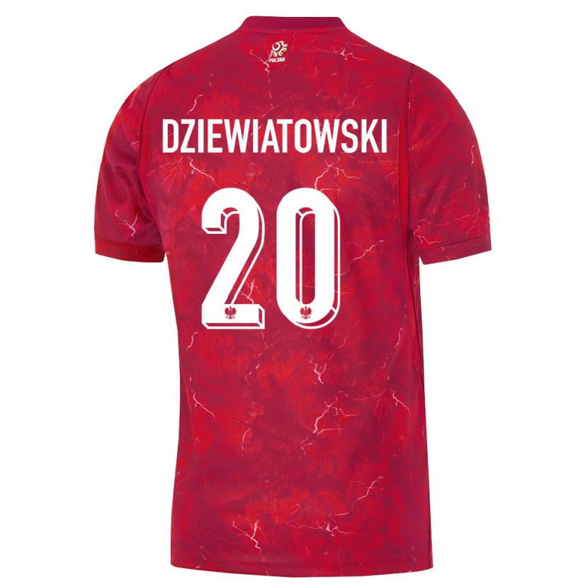 Danxen Dětské Polsko Mateusz Dziewiatowski #20 Červená Bílá Daleko Hráčské Dresy 26-28 Dres