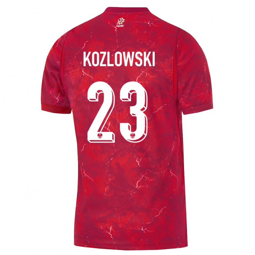 Danxen Dětské Polsko Kacper Kozlowski #23 Červená Bílá Daleko Hráčské Dresy 26-28 Dres