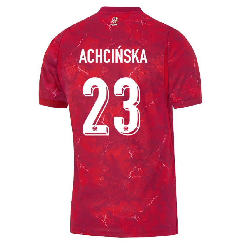 Danxen Dětské Polsko Adriana Achcinska #23 Červená Bílá Daleko Hráčské Dresy 26-28 Dres