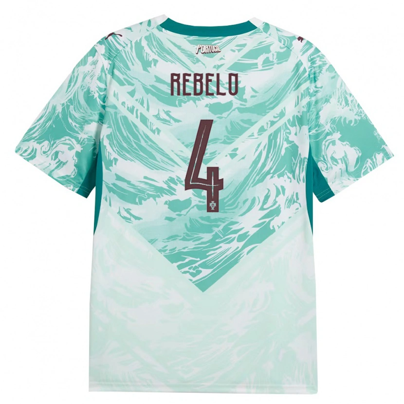 Danxen Dětské Portugalsko Silvia Rebelo #4 Nebeská Modrá Bílá Zelená Daleko Hráčské Dresy 26-28 Dres