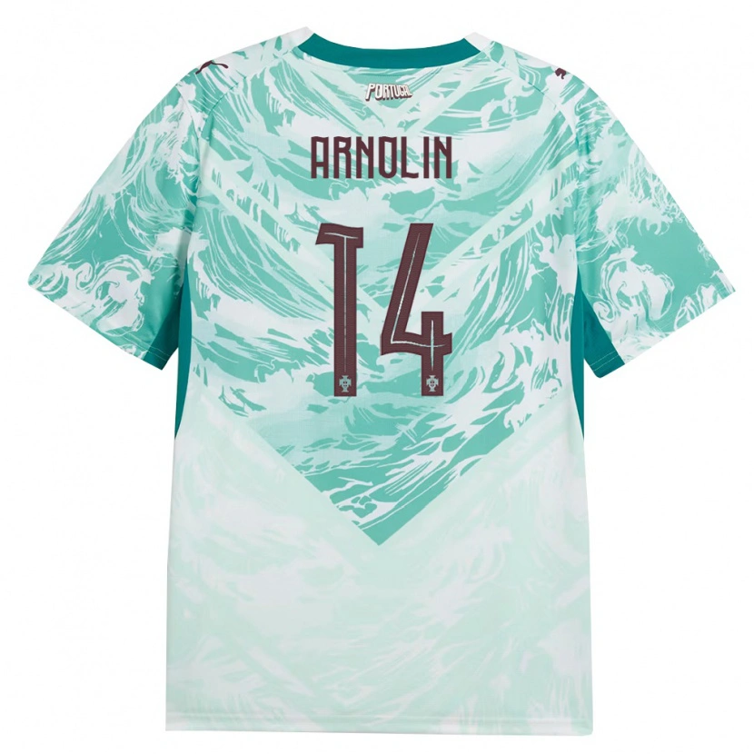 Danxen Dětské Portugalsko Jordan Arnolin #14 Nebeská Modrá Bílá Zelená Daleko Hráčské Dresy 26-28 Dres