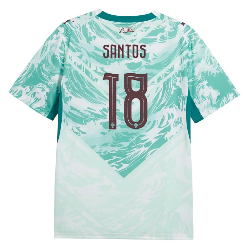 Danxen Dětské Portugalsko Gonçalo Santos #18 Nebeská Modrá Bílá Zelená Daleko Hráčské Dresy 26-28 Dres