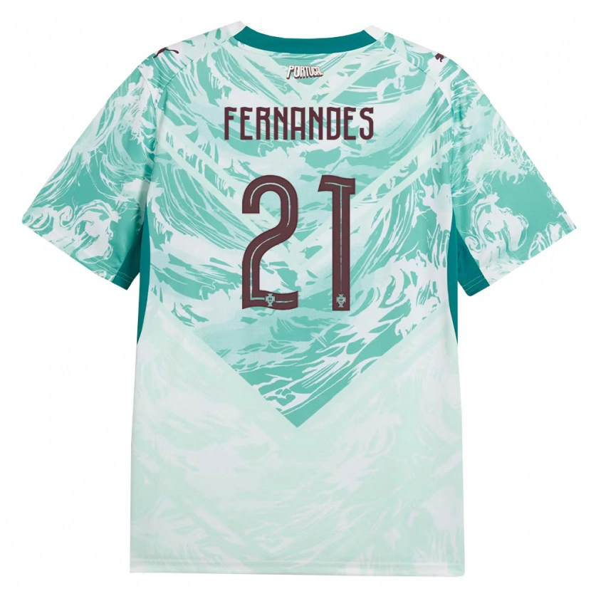 Danxen Dětské Portugalsko Roger Fernandes #21 Nebeská Modrá Bílá Zelená Daleko Hráčské Dresy 26-28 Dres