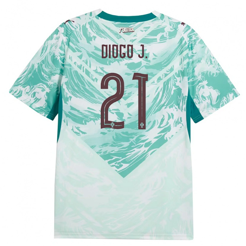 Danxen Dětské Portugalsko Diogo Jota #21 Nebeská Modrá Bílá Zelená Daleko Hráčské Dresy 26-28 Dres