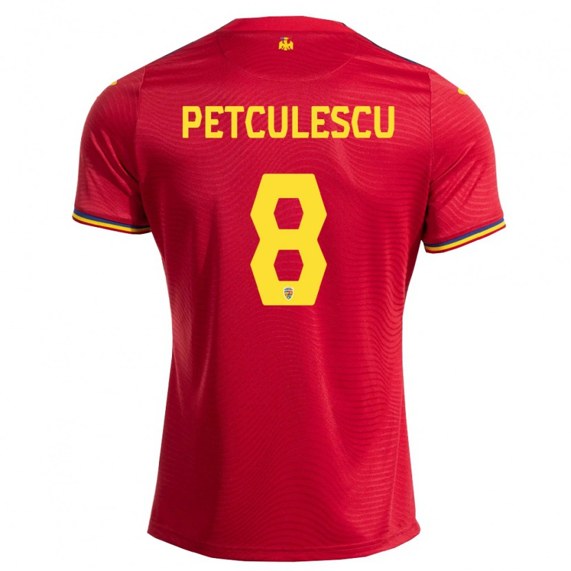 Danxen Dětské Rumunsko Robert Petculescu #8 Červená Námořnická Žlutá Daleko Hráčské Dresy 26-28 Dres