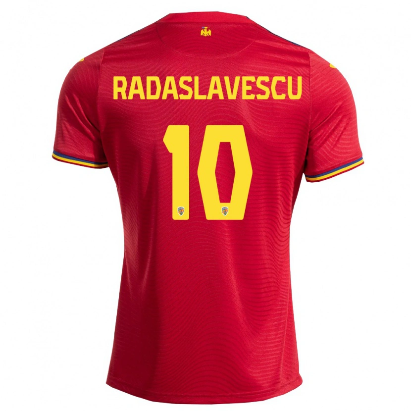 Danxen Dětské Rumunsko Eduard Radaslavescu #10 Červená Námořnická Žlutá Daleko Hráčské Dresy 26-28 Dres