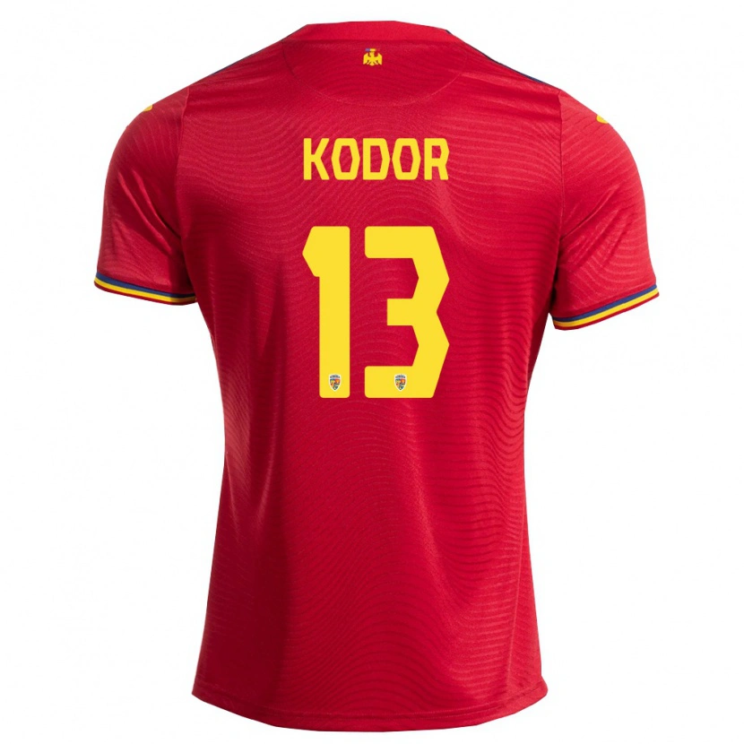 Danxen Dětské Rumunsko Jason Kodor #13 Červená Námořnická Žlutá Daleko Hráčské Dresy 26-28 Dres