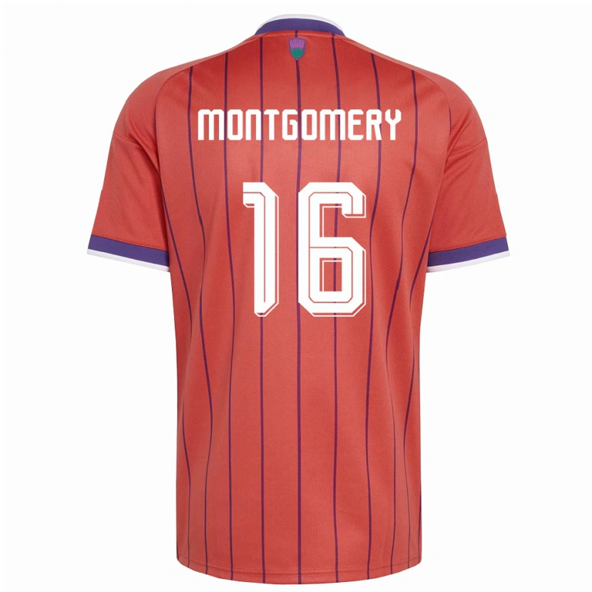 Danxen Dětské Skotsko Kristi Montgomery #16 Oranžová Fialová Daleko Hráčské Dresy 26-28 Dres