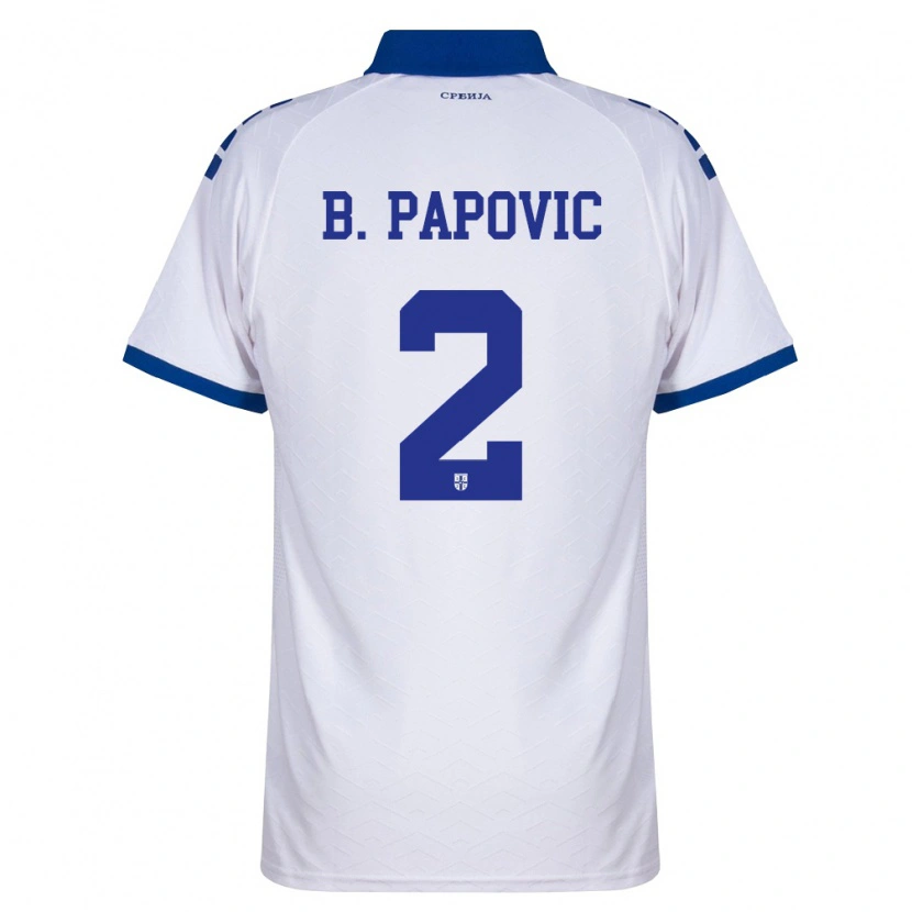 Danxen Dětské Srbsko Balsa Papovic #2 Námořnická Bílá Červená Daleko Hráčské Dresy 26-28 Dres