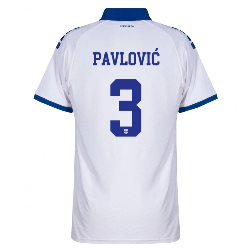 Danxen Dětské Srbsko Strahinja Pavlović #3 Námořnická Bílá Červená Daleko Hráčské Dresy 26-28 Dres