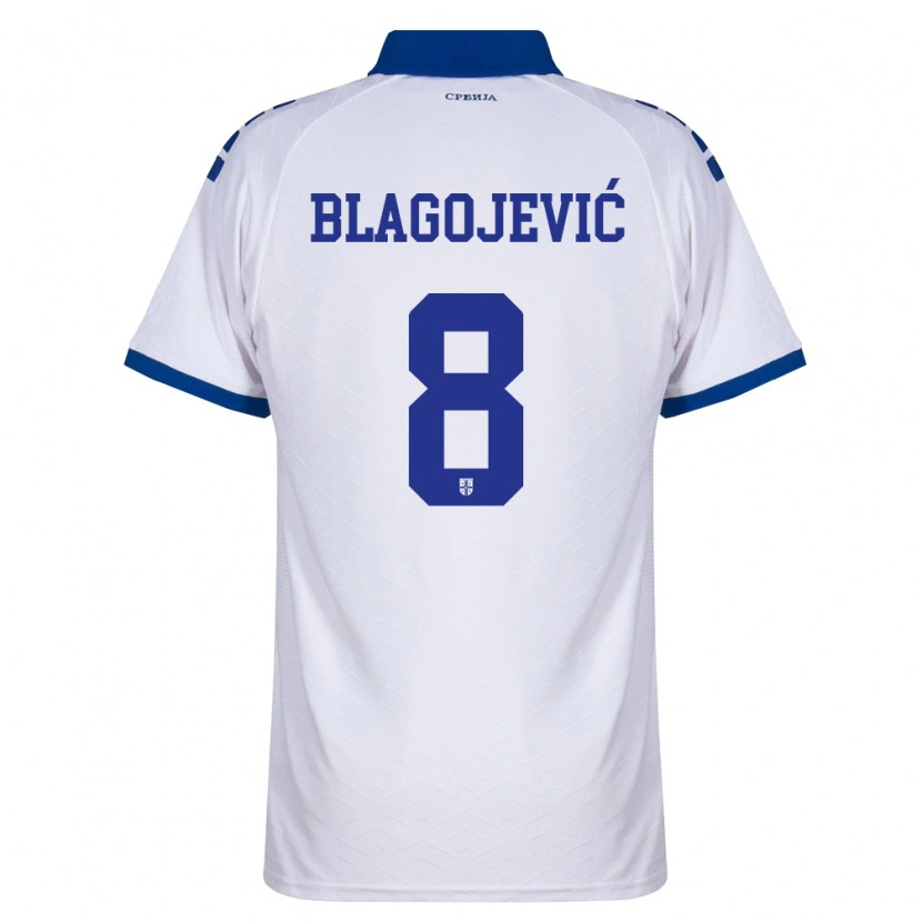 Danxen Dětské Srbsko Dina Blagojevic #8 Námořnická Bílá Červená Daleko Hráčské Dresy 26-28 Dres