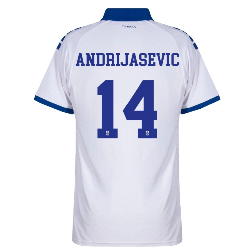 Danxen Dětské Srbsko Luka Andrijasevic #14 Námořnická Bílá Červená Daleko Hráčské Dresy 26-28 Dres