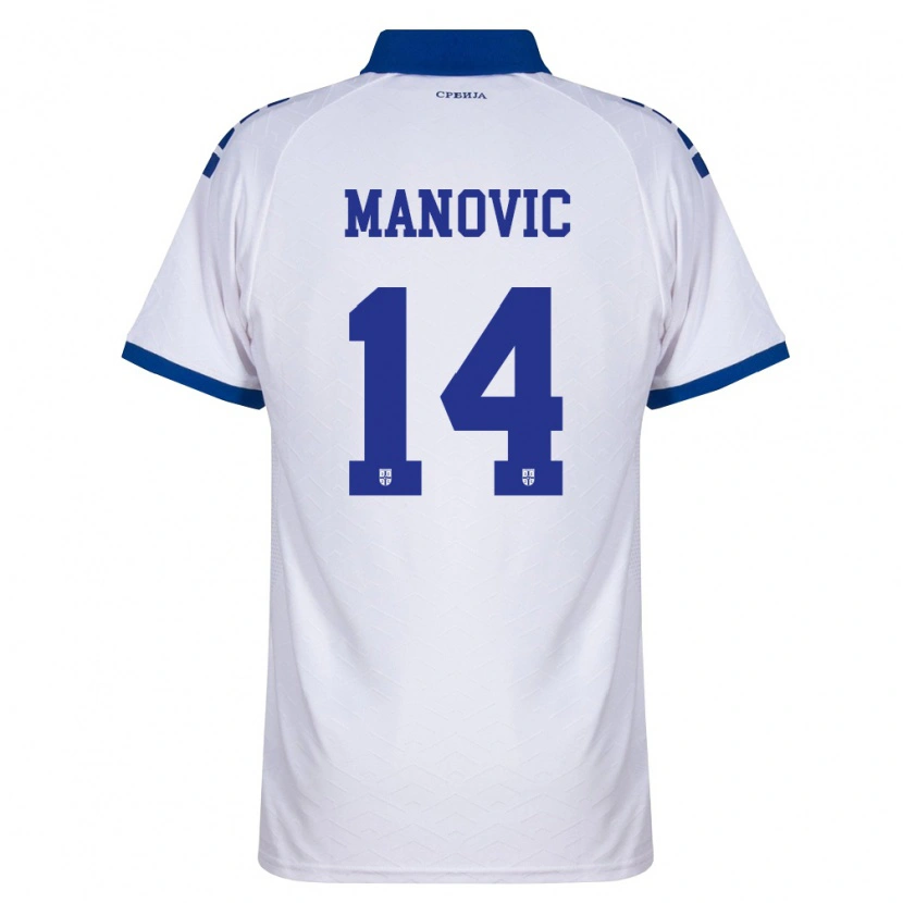 Danxen Dětské Srbsko Sergej Manovic #14 Námořnická Bílá Červená Daleko Hráčské Dresy 26-28 Dres