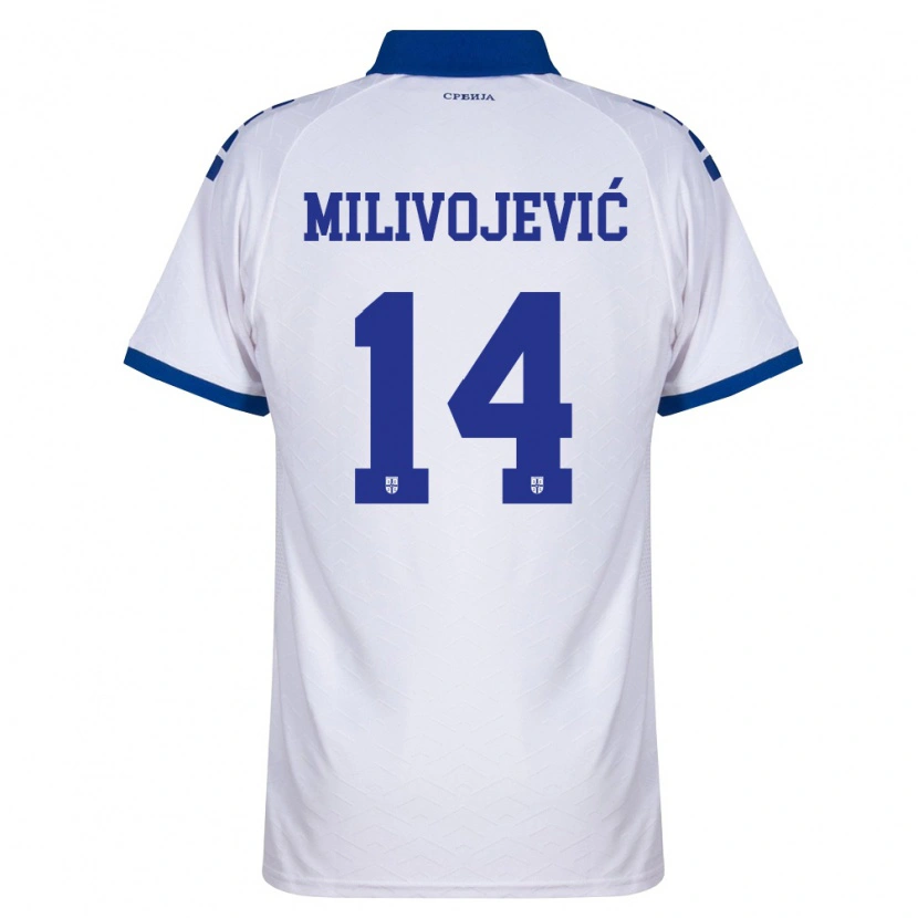 Danxen Dětské Srbsko Vesna Milivojevic #14 Námořnická Bílá Červená Daleko Hráčské Dresy 26-28 Dres