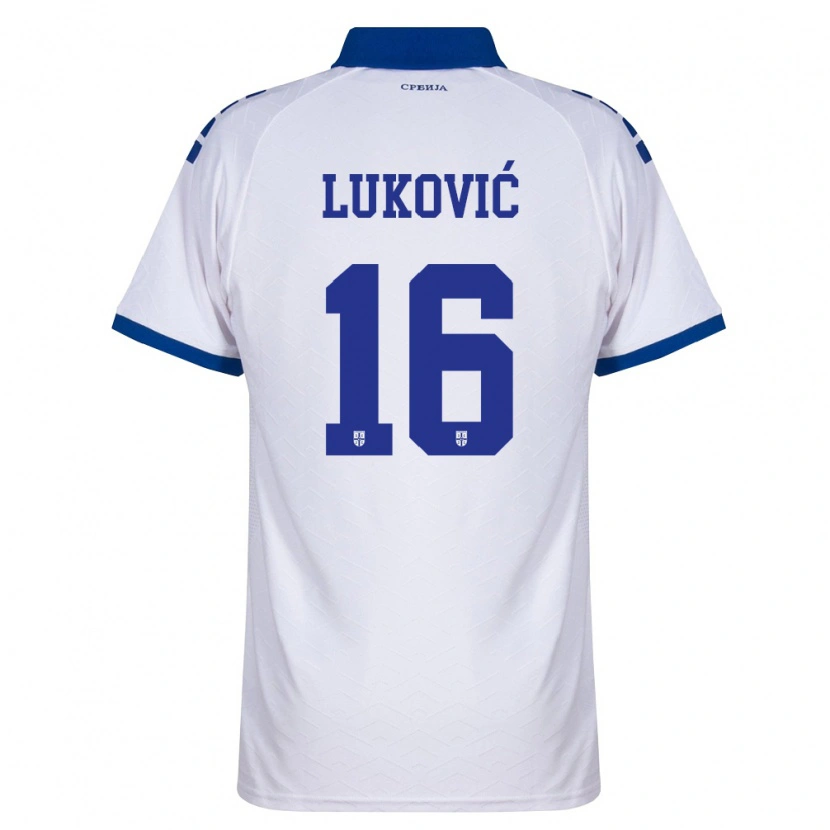 Danxen Dětské Srbsko Milos Lukovic #16 Námořnická Bílá Červená Daleko Hráčské Dresy 26-28 Dres