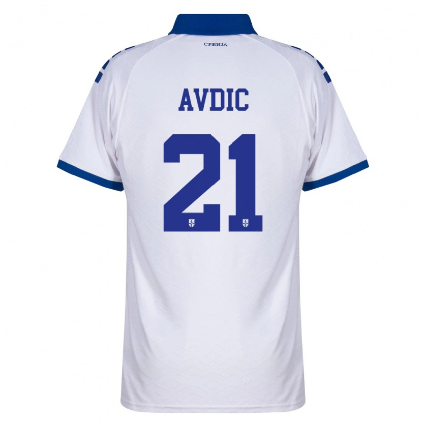 Danxen Dětské Srbsko Adem Avdic #21 Námořnická Bílá Červená Daleko Hráčské Dresy 26-28 Dres