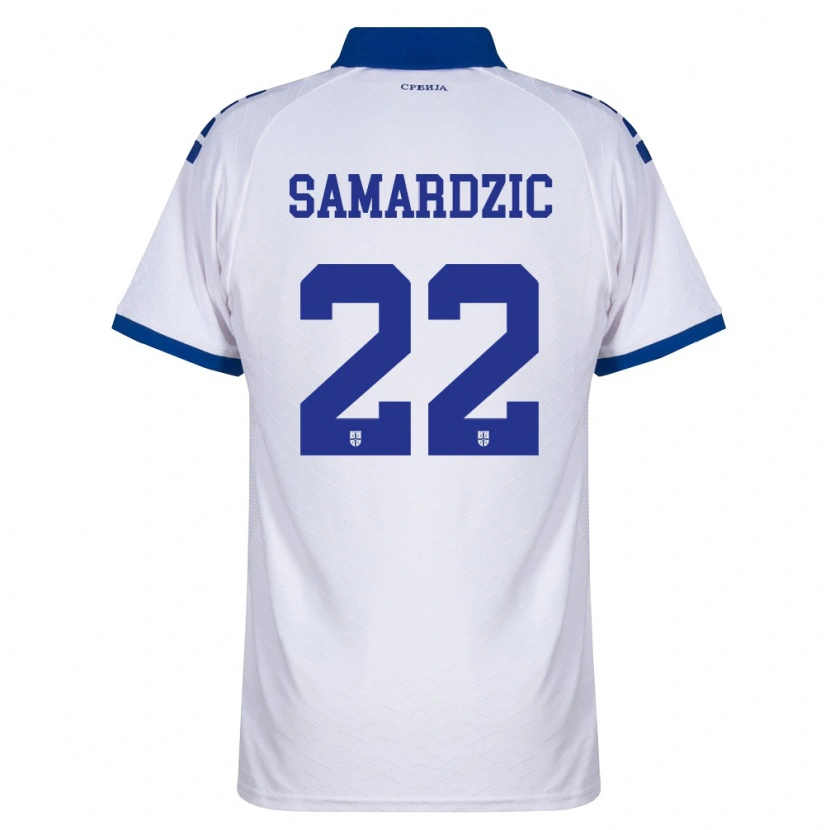 Danxen Dětské Srbsko Lazar Samardžić #22 Námořnická Bílá Červená Daleko Hráčské Dresy 26-28 Dres