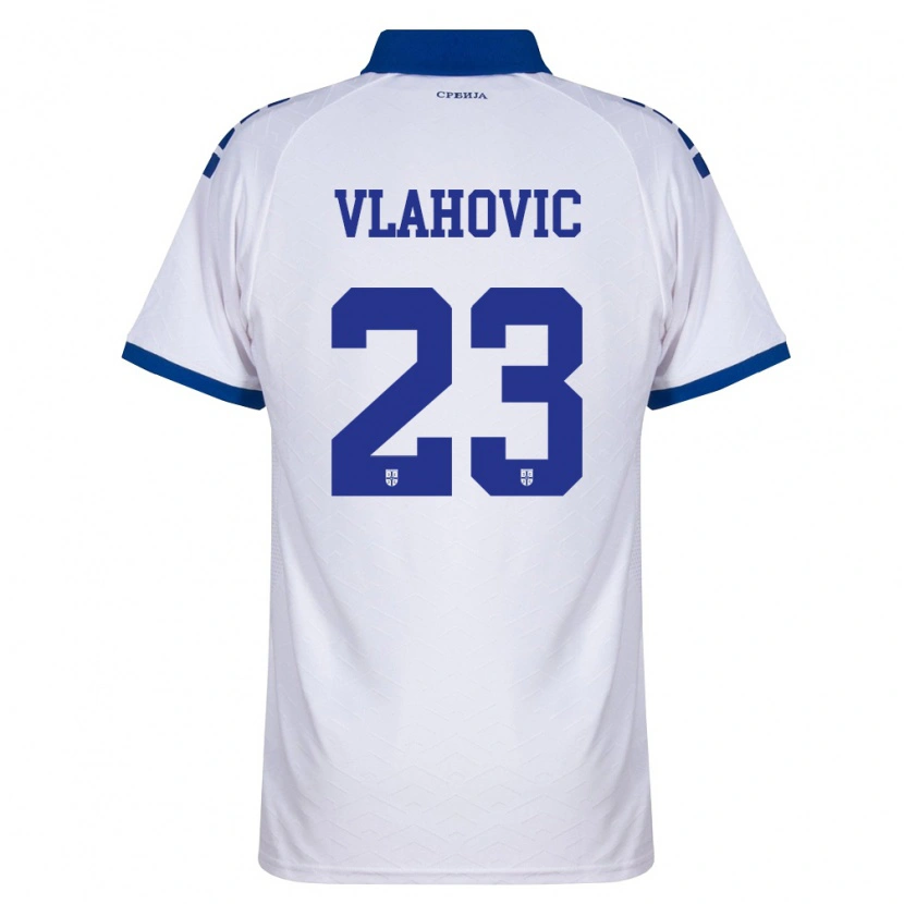 Danxen Dětské Srbsko Dušan Vlahović #23 Námořnická Bílá Červená Daleko Hráčské Dresy 26-28 Dres